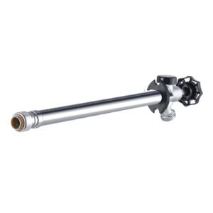 12 inch frost free sillcock, 1/2" ptc x 3/4" mht hose bibb, anti siphon lead free brass valve, push to connect brass plumbing fitting, compatible with pex, copper, cpvc pipes