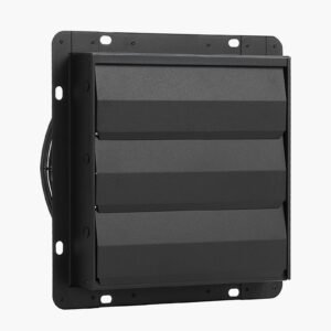 12 inch shutter exhaust fan, wall mounted attic vent fan with smart programming variable speed temperature control, 1500 cfm,ec motor,timer, for shed,garage,greenhouse ventilation cooling,black