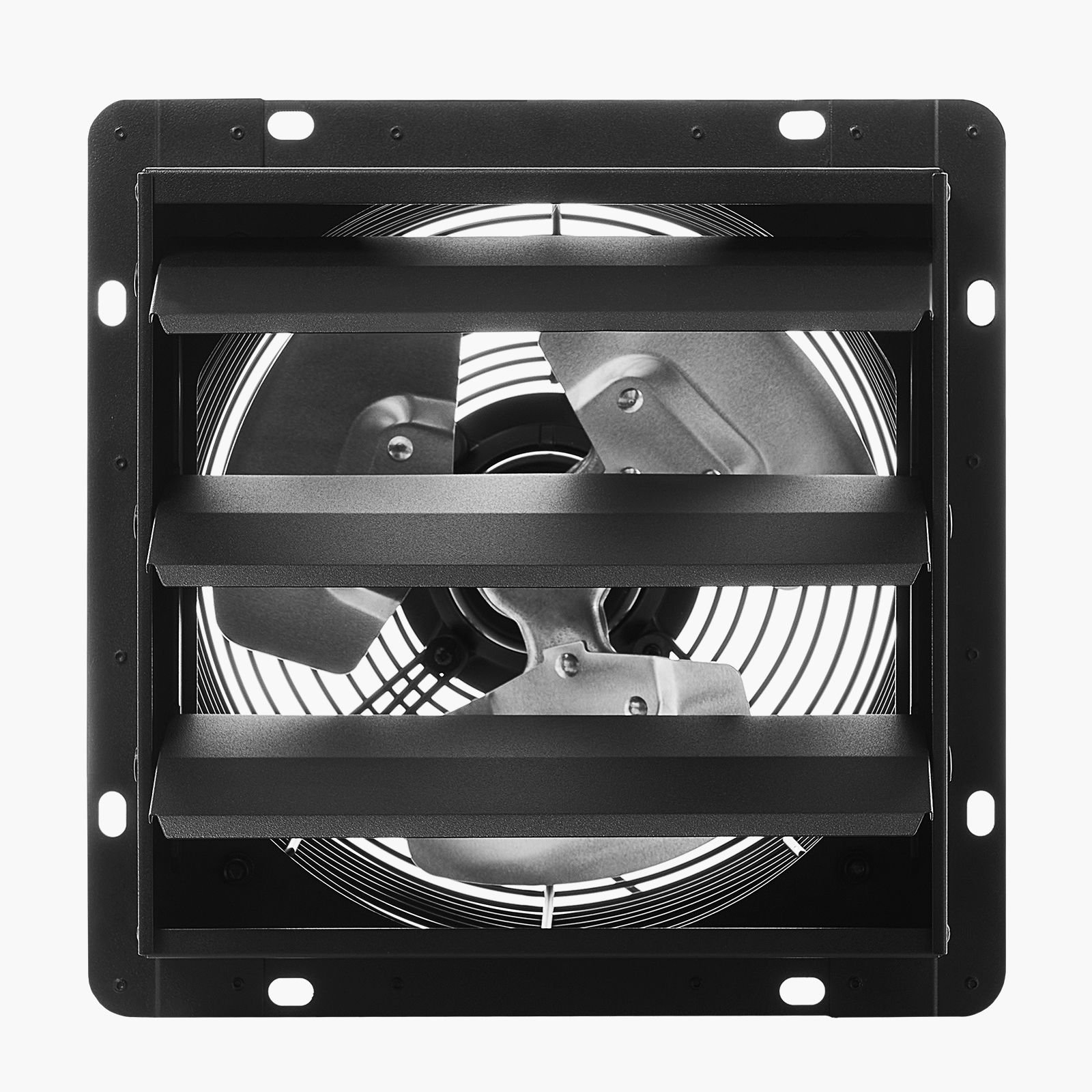 12 inch shutter exhaust fan, wall mounted attic vent fan with smart programming variable speed temperature control, 1500 cfm,ec motor,timer, for shed,garage,greenhouse ventilation cooling,black