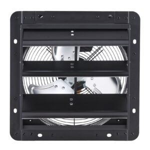 12 inch Shutter Exhaust Fan, Wall Mounted Attic Vent Fan with Variable Speed Controller, 1100 CFM, AC Motor, Heavy-duty Steel, Low Noise for Shed, Garage, Greenhouse Ventilation Cooling, Black