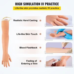 12 pcs phlebotomy practice kit, iv venipuncture intravenous training, high simulation iv practice arm kit with carrying bag, practice and perfect iv skills, for students nurses and professionals