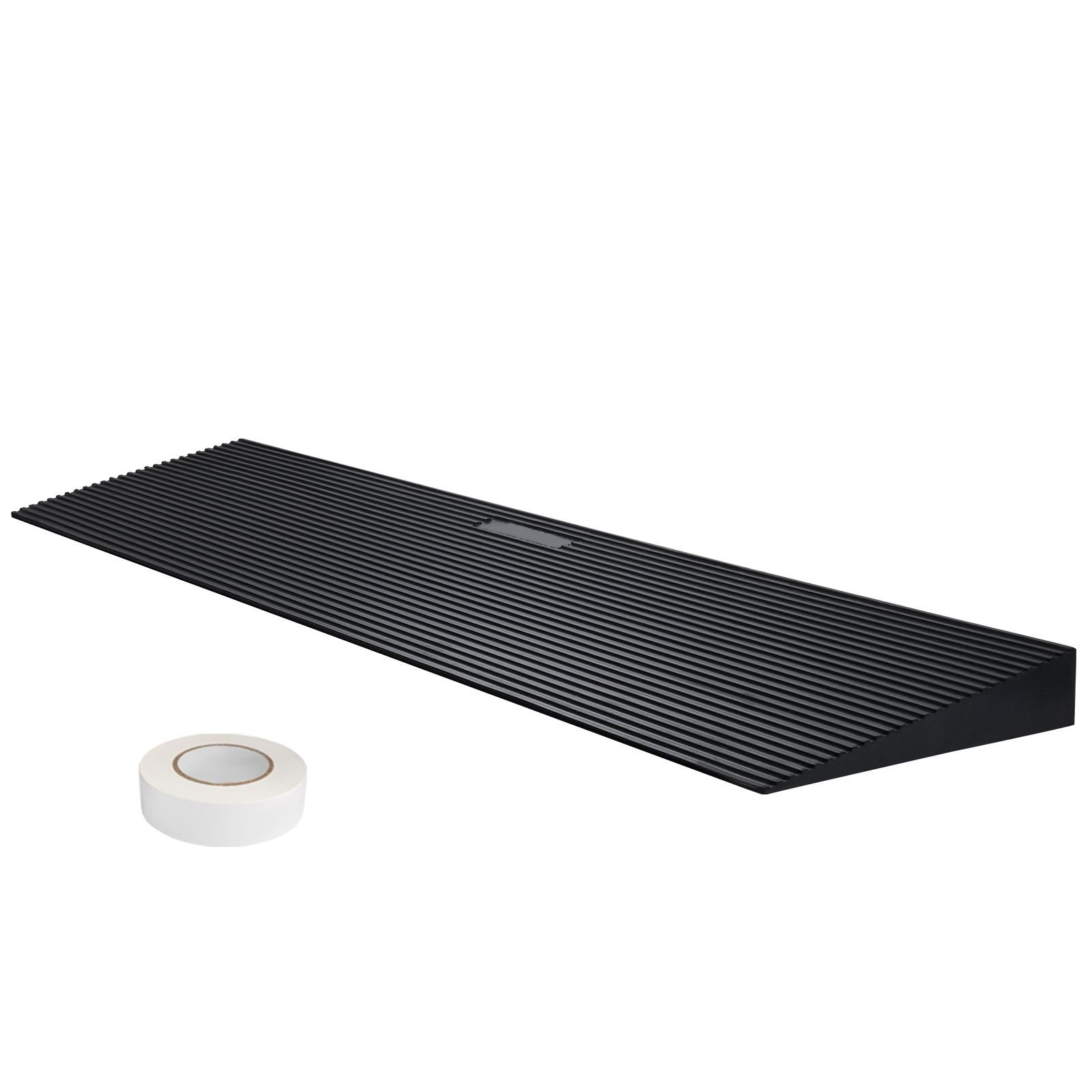 1.2" rise cuttable threshold ramp for sweeping robot, 35.4" wide natural rubber wheelchair ramp, non slip solid rubber ramp with double sided tape for doorways, driveways, bathroom, smooth tile