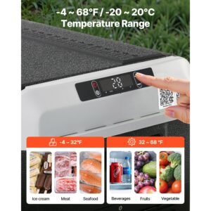 12 volt car refrigerator, 31.7qt/30l car fridge, portable electric cooler with 4 68 f adjustable temperature, 12/24v dc and 100 240v ac compressor freezer for outdoor, camping, travel, rv