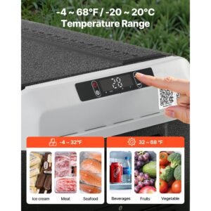 12 volt car refrigerator, 42.3qt/40l car fridge, portable electric cooler with 4 68 f adjustable temperature, 12/24v dc and 100 240v ac compressor freezer for outdoor, camping, travel, rv
