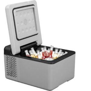 12 volt refrigerator 10 qt, portable mini freezer 4 to 68 f with app control car compressor fridge cooler 12v/24v dc and 110 220v ac for camping, road trip, travel, outdoor and home