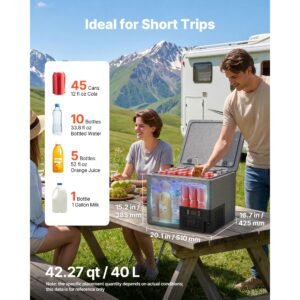 12 volt refrigerator, 42.3 qt/ 40l car fridge, portable ultra light epp freezer, app control electric compressor, 12v/24v dc, 14 to 50 f, for truck van rv suv boat travel camping