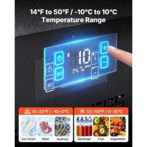12 volt refrigerator, 42.3 qt/ 40l car fridge, portable ultra light epp freezer, app control electric compressor, 12v/24v dc, 14 to 50 f, for truck van rv suv boat travel camping