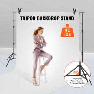 12 x 10 ft heavy duty backdrop stand, height adjustable photography backdrop stand, background support system with 6 clamps and a carry bag, for party, wedding, display, photo