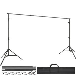 12 x 10 ft Heavy Duty Backdrop Stand, Height Adjustable Photography Backdrop Stand, Background Support System with 6 Clamps and A Carry Bag, for Party, Wedding, Display, Photo