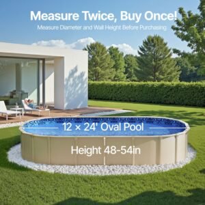 12 x 24 ft oval pool liner, overlap style above ground pool liners, 48 to 54inch wall height, durable pool liner, standard gauge vinyl, for steel sided above ground swimming pools