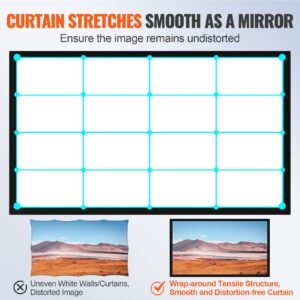 120" 16:9 projector screen fixed frame 4k hdtv movie theater 3d