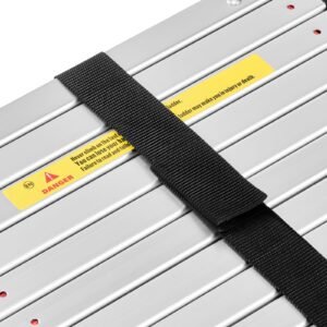 12.5ft telescoping ladder, aluminum lightweight multi purpose collapsible extension, one touch retraction ladder, heavy duty 330lbs max capacity with non slip feet, for home, outdoor work, loft