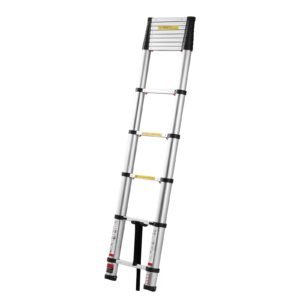 12.5ft telescoping ladder, aluminum lightweight multi purpose collapsible extension, one touch retraction ladder, heavy duty 330lbs max capacity with non slip feet, for home, outdoor work, loft