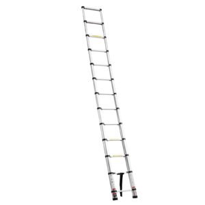 12.5ft telescoping ladder, aluminum lightweight multi purpose collapsible extension, one touch retraction ladder, heavy duty 330lbs max capacity with non slip feet, for home, outdoor work, loft