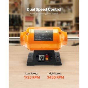 1/2hp bench buffer polisher, 8 inch bench polishing buffing machine, 1725rpm/3450rpm dual speed benchtop polisher with 2pcs cotton wheels & cast iron base for metal, jewelry, wood polishing