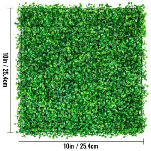 12pcs 10x10 inch artificial boxwood panels, boxwood hedge wall mat,artificial grass backdrop wall, privacy hedge screen uv protected for outdoor indoor garden fence backyard
