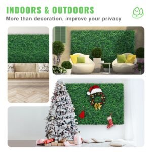 12pcs 24"x16" grass wall panels for 32 sq feet, boxwood hedge wall panels, artificial grass backdrop wall 1.6", privacy hedge screen uv protected for outdoor indoor garden fence backyard