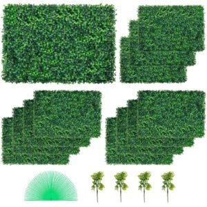12PCS 24"x16" Grass Wall Panels for 32 SQ Feet, Boxwood Hedge Wall Panels, Artificial Grass Backdrop Wall 1.6", Privacy Hedge Screen UV Protected for Outdoor Indoor Garden Fence Backyard