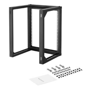 12U Wall Mount Server Rack, 150 lbs Max Load Capacity, Open Frame Network Rack with 180 Degrees Gate Swing, Carbon Steel, for 19-Inch IT Network Equipment & AV Devices Computer Server, Black