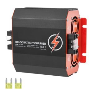 12V 20A DC to DC Battery Charger, 250W, On-Board Battery Charger for Lead-Acid, Lithium, AGM, GEL, and Flooded Batteries, Smart Multi-Stage Charging, for RVs, Commercial Vehicles, Boats, Yachts