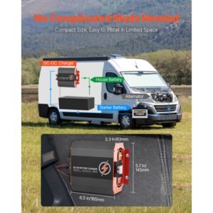 12v 30a dc to dc battery charger, 375w, on board battery charger for lead acid, lithium, agm, gel, and flooded batteries, smart multi stage charging, for rvs, commercial vehicles, boats, yachts