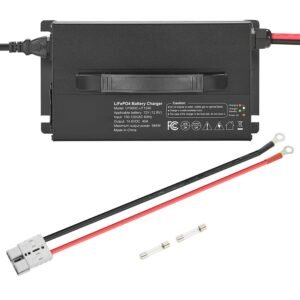 12V 40A Lithium Battery Charger, 14.6V, AC-DC LiFePO4 Smart Charger, with Anderson Connector, LED Indicator, 0V Activation, for Lithium LiFePO4 Deep Cycle Rechargeable Batteries of Boat, RV
