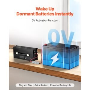 12v 60a lithium battery charger, 14.6v, ac dc lifepo4 smart charger, with anderson connector, led indicator, 0v activation, for lithium lifepo4 deep cycle rechargeable batteries of boat, rv