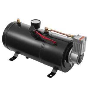 12v air compressor with tank 0.8 gallon/3 l, train horn air compressor, 120 psi working pressure onboard air compressor system for train air horns, inflating tires, air mattresses