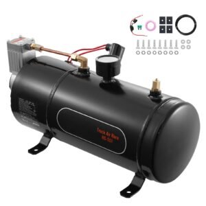 12v air compressor with tank 0.8 gallon/3 l, train horn air compressor, 120 psi working pressure onboard air compressor system for train air horns, inflating tires, air mattresses