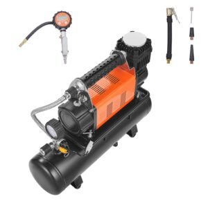 12V Heavy Duty Air Compressor with 6L Tank Kit, 6.35 CFM Portable Tire Inflator, 150PSI Offroad Air Compressor with Digital Pressure Gauge Tire Inflator for Trucks Car SUV 4 x 4 Vehicle RV
