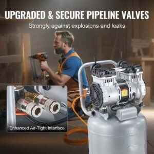 13 gallon air compressor, 2hp 4.6 scfm@90psi oil free air compressor tank, 66db ultra quiet compressor for tire inflation, auto repair, woodwork nailing, spray painting (125psi max pressure)