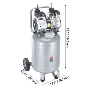 13 gallon air compressor, 2hp 4.6 scfm@90psi oil free air compressor tank, 66db ultra quiet compressor for tire inflation, auto repair, woodwork nailing, spray painting (125psi max pressure)