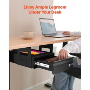 13" wide under desk drawer slide out, under desk mounted pull out drawer attachment, hidden desktop storage organizer, lockable under table pencil drawer for sit stand workstation, 14x13x7 in