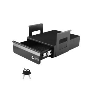 13" Wide Under Desk Drawer Slide Out, Under Desk Mounted Pull-out Drawer Attachment, Hidden Desktop Storage Organizer, Lockable Under Table Pencil Drawer for Sit Stand Workstation, 14x13x7 in