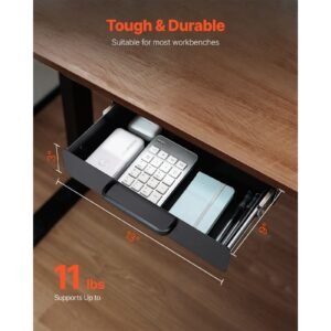 13" wide under desk drawer slide out, under desk mounted pull out drawer attachment, hidden desktop storage organizer, under table pencil drawer for office home sit stand workstation, 15x9x3 in