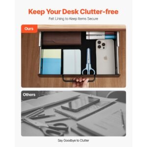 13" wide under desk drawer slide out, under desk mounted pull out drawer attachment, hidden desktop storage organizer, under table pencil drawer for office home sit stand workstation, 15x9x3 in
