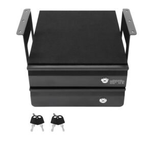 13" wide under desk drawer slide out, under table pull out drawer attachment, hidden desktop 2 layer storage organizer, lockable undermount pencil drawer for sit stand workstation, 14x13x10 in