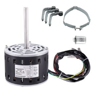1/3hp furnace blower motor, 110/120v 4.4amps, 1075rpm 4 speeds, cw/ccw rotation, 48 frame 5.2" shaft length, 5μf/370v capacitor + 11" hold hoop