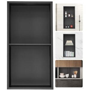 13"x25" No Tile Shower Niche 304 Stainless Steel, Wall-Inserted Niche Recessed Double Shelves, Sealed Waterproof Rust-Resistant Easy Cleaning Modern Niche for Shower or Soap Storage Bathroom