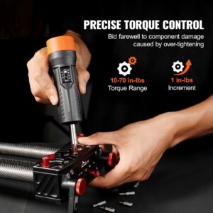 1/4" Drive Torque Screwdriver Wrench Set | 10-70 in-lbs Torque Adjustment Range | 1 in-lb Increment Torque Screwdriver | Driver Bits Set with View Window, 12 Bits & Case, Magnetic Function
