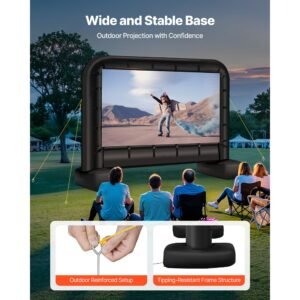 14 ft inflatable movie screen, 600d washable inflatable projector screen with portable storage bag, 16:9 easy set up movie projection for outdoor backyard, home theater, theme party, pool fun