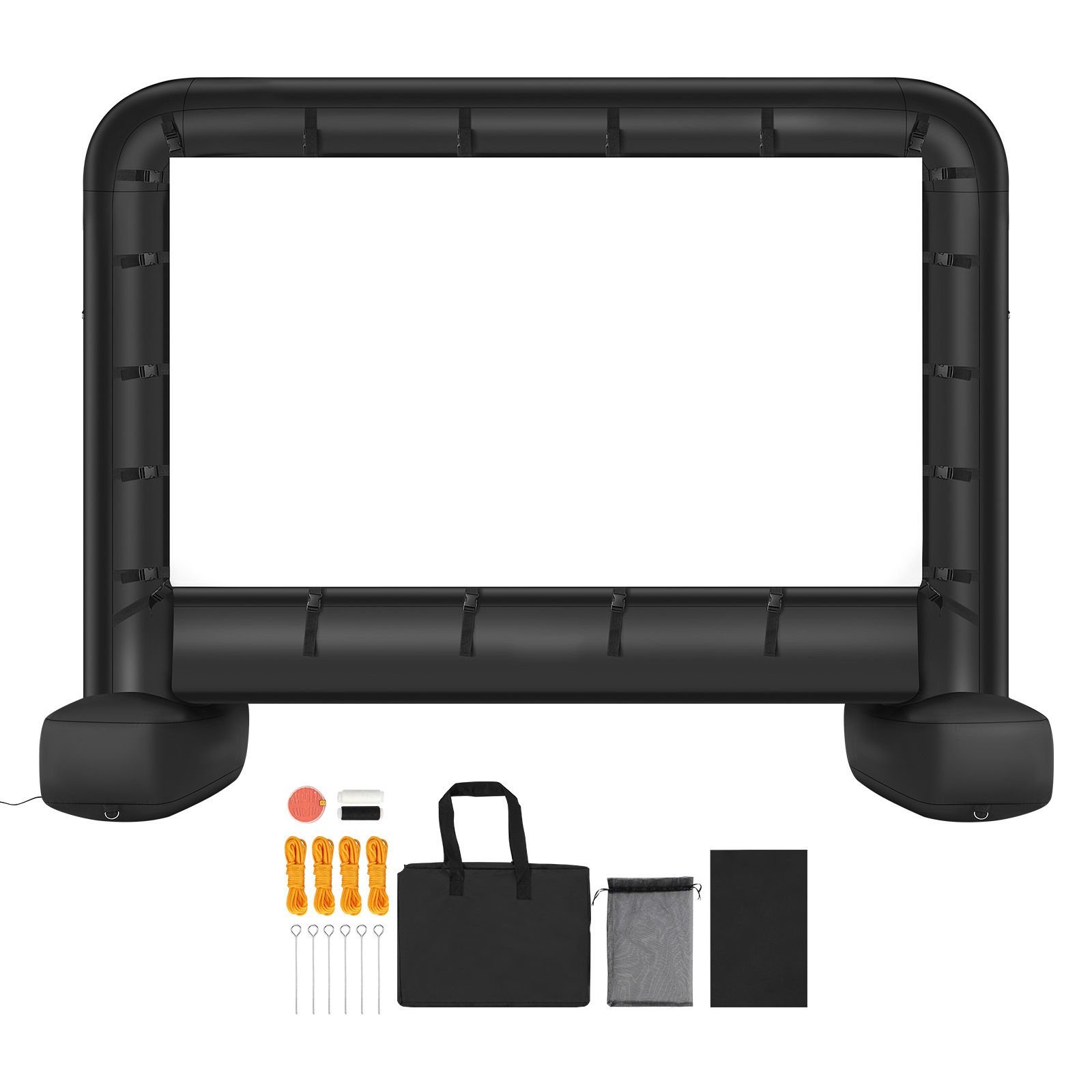 14 ft inflatable movie screen, 600d washable inflatable projector screen with portable storage bag, 16:9 easy set up movie projection for outdoor backyard, home theater, theme party, pool fun