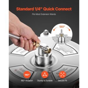14" pressure washer surface cleaner, stainless steel pressure washer attachments with 4 wheels, 4000 max psi, 1/4 quick connector, 2 spray nozzles, 2 extended wands for concrete, patio, deck