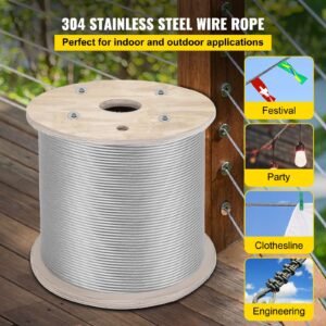 1/4" stainless steel cable 200ft, t304 7x19 tighter core cable railing system wire rope aircraft deck railing kit fence wire
