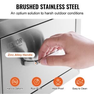 14x8.5 inch outdoor kitchen drawers stainless steel, flush mount double drawers,14w x 8.5h x 23d inch, with stainless steel handle, bbq drawers for outdoor kitchens or bbq island