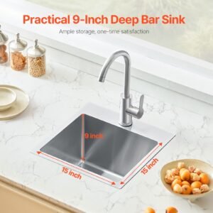 15 inch kitchen sink workstation, 304 stainless steel top mount sinks, drop in single bowl farmhouse basin with accessories, household dishwasher sinks for rv, prep kitchen, laundry room, bar
