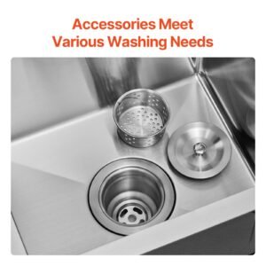 15 inch kitchen sink workstation, 304 stainless steel top mount sinks, drop in single bowl farmhouse basin with accessories, household dishwasher sinks for rv, prep kitchen, laundry room, bar