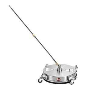 15" pressure washer surface cleaner, stainless steel pressure washer attachments with 4 wheels, 4000 max psi, 1/4 quick connector, 2 spray nozzles, 2 extended wands for concrete, patio, deck