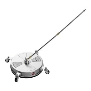 15" pressure washer surface cleaner, stainless steel pressure washer attachments with 4 wheels, 4000 max psi, 1/4 quick connector, 2 spray nozzles, 2 extended wands for concrete, patio, deck