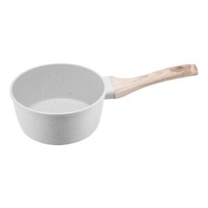 1.5 qt saucepan, nonstick saucepan with tempered glass lid, multipurpose cooking sauce pot with detachable handle, sauce pan small kitchen cooking pot with coating, induction compatible, white